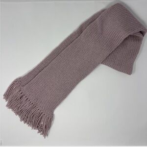 Dusty Rose Knit Scarf With Fringe